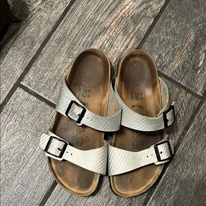 Silver Metallic Birkenstock.